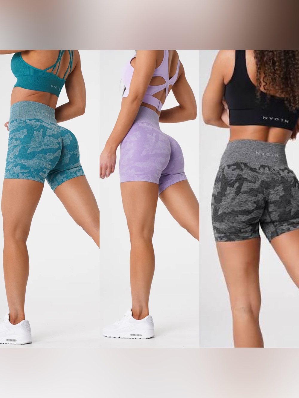 NVGTN shorts bundle of 3 SMALL camo teal black lilac